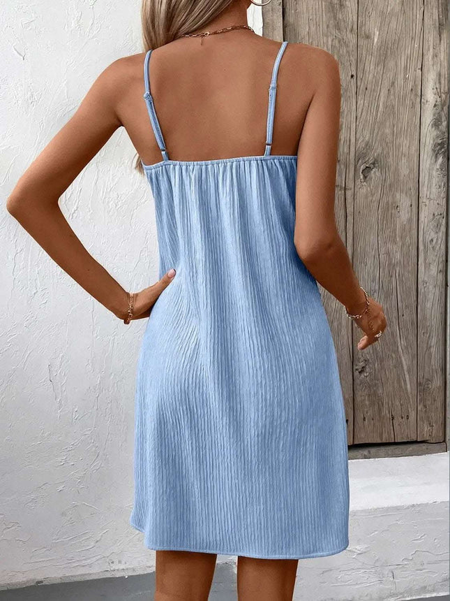Ivy Lane Textured V-Neck Sleeveless Mini Cami Dress Fendax Women