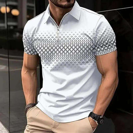 Men's Zipper Polo Shirt Casual Short Sleeve Fendax 0