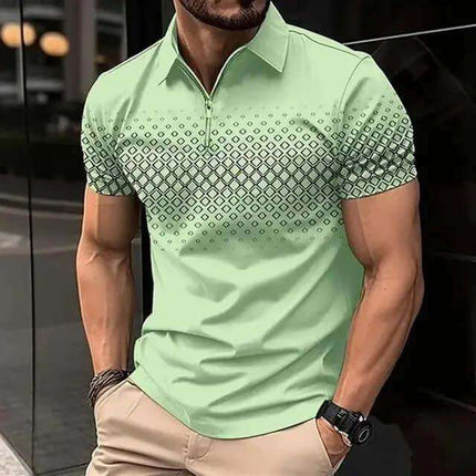 Men's Zipper Polo Shirt Casual Short Sleeve Fendax 0