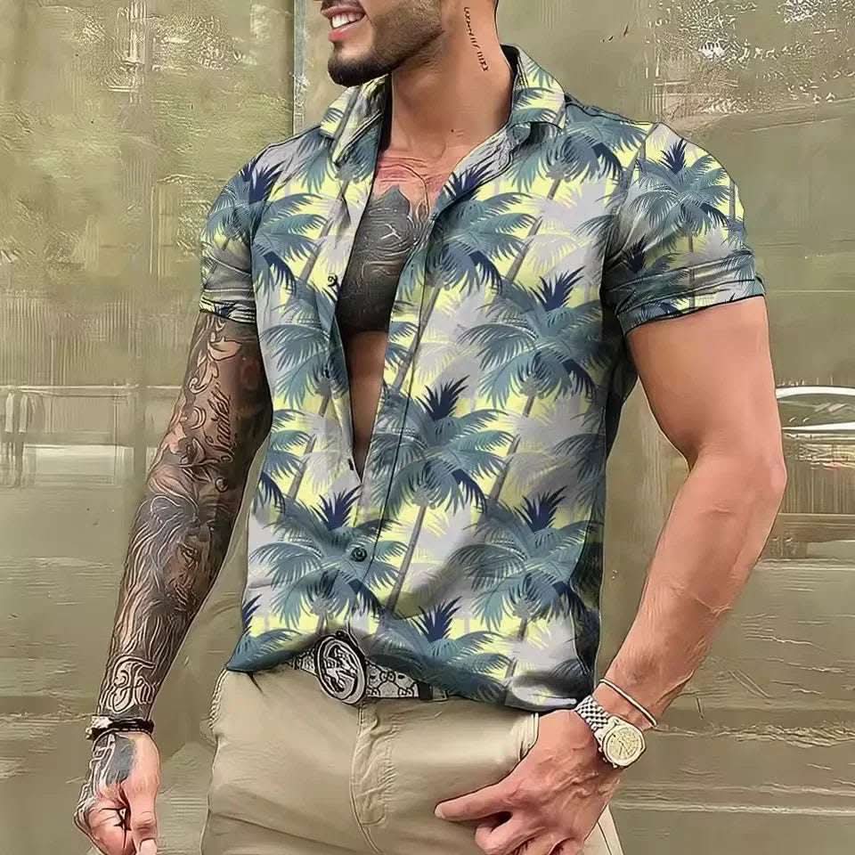Men's Shirt Printed Beach Short Sleeve Top Fendax 0