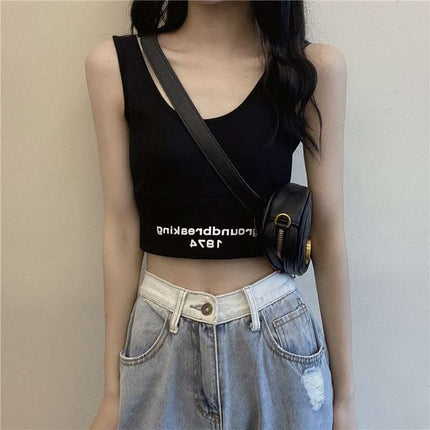 Two-Piece Set Crop-top Short Top Loose High Waist T-shirt Women Fendax 0