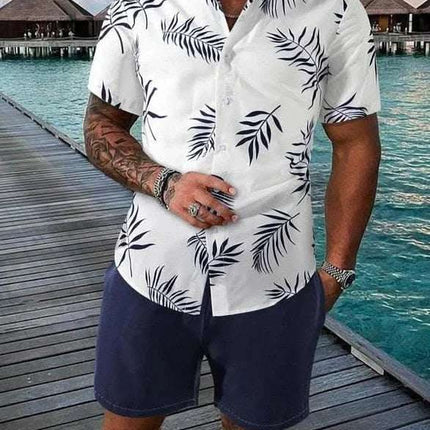 Fashion Men's Hawaii 3D Printed Short Sleeve Suit Fendax 0