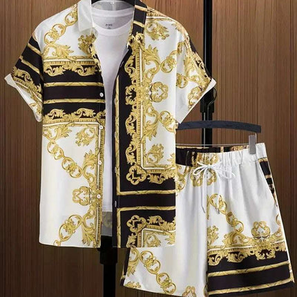 Fashion Men's Hawaii 3D Printed Short Sleeve Suit Fendax 0