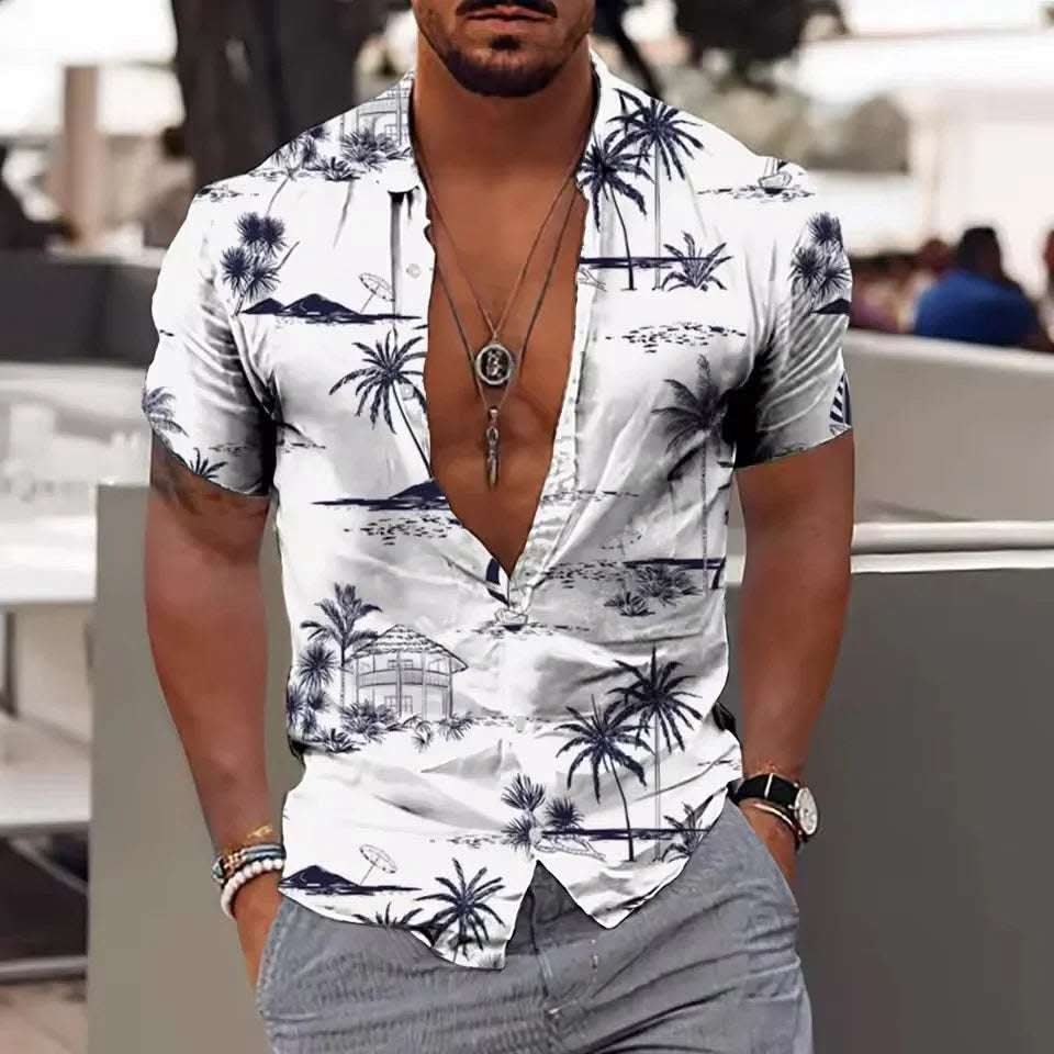 Men's Shirt Printed Beach Short Sleeve Top Fendax 0