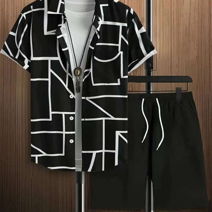 Fashion Men's Hawaii 3D Printed Short Sleeve Suit Fendax 0