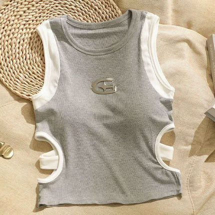 Design Sense Midriff Outfit Sleeveless Vest Slim Top For Women - Fendax