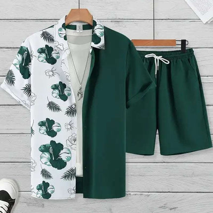 Fashion Men's Hawaii 3D Printed Short Sleeve Suit Fendax 0
