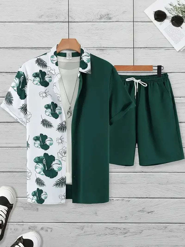 Fashion Men's Hawaii 3D Printed Short Sleeve Suit Fendax 0
