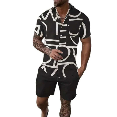 Fashion Men's Hawaii 3D Printed Short Sleeve Suit Fendax 0