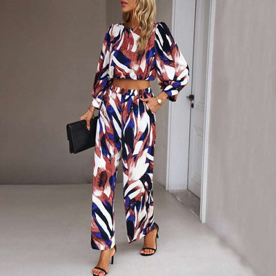 Women's Clothing Fall Winter Fashion Printed Top Suit