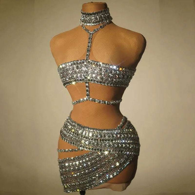 High-end And Fashionable Rhinestone Tube Top Short Skirt Top Vest Fendax 0