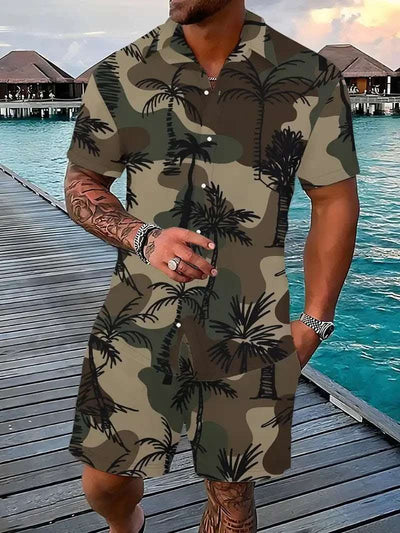 Fashion Men's Hawaii 3D Printed Short Sleeve Suit Fendax 0