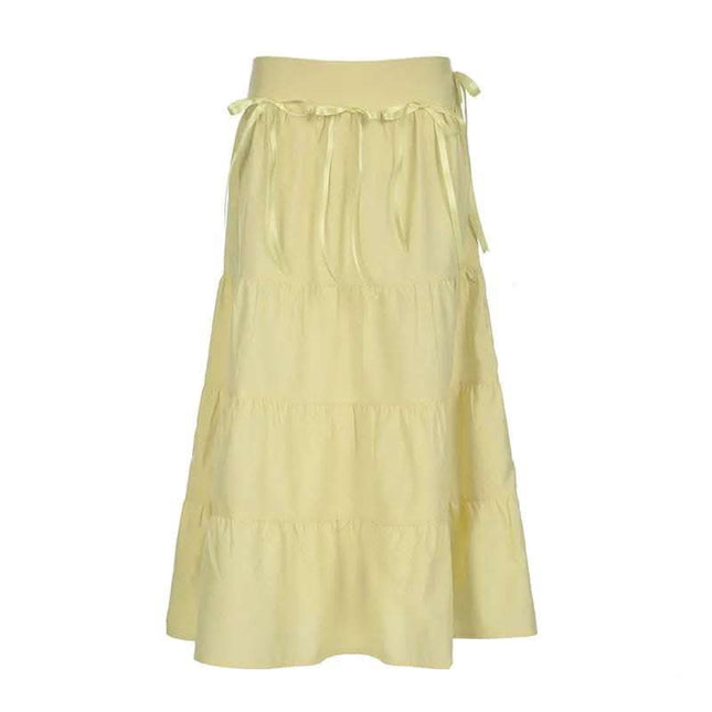 Teenage Leisure Solid Skirt Women's Summer Sweet Bow Fendax 0