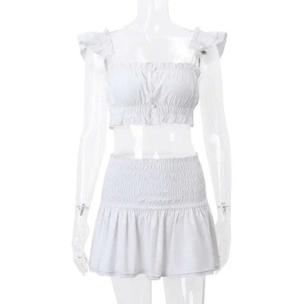 Flying Sleeves Camisole Pleated Skirt Skirt Outfit Women Fendax 0