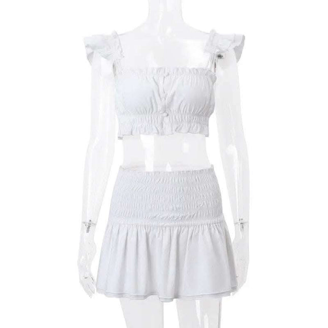 Flying Sleeves Camisole Pleated Skirt Skirt Outfit Women Fendax 0