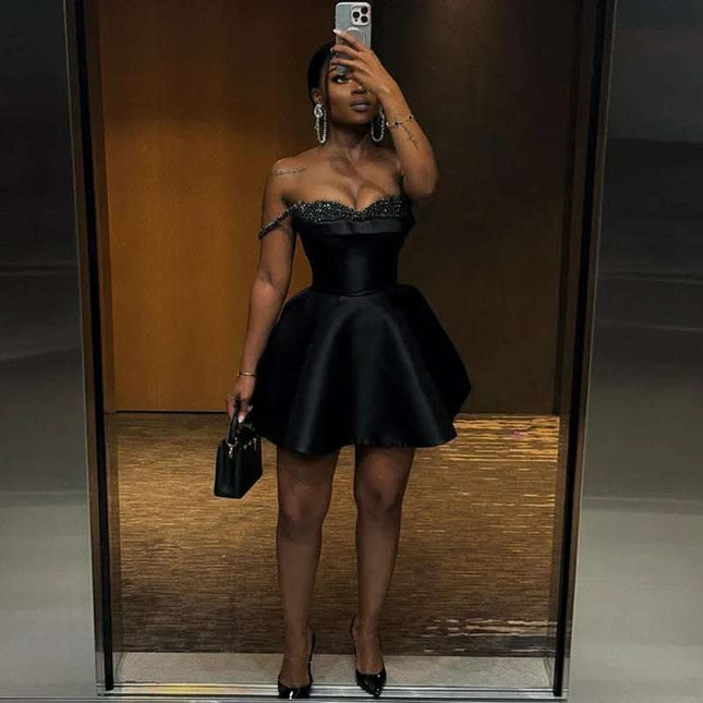 New Elegant Sequin Stitching Bandeau Sling Dress Fendax 0