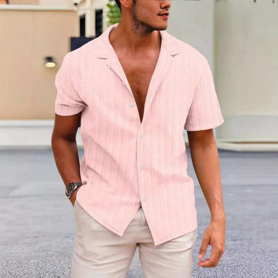 Summer Lapels Solid Color Shirt Button Fendax 0