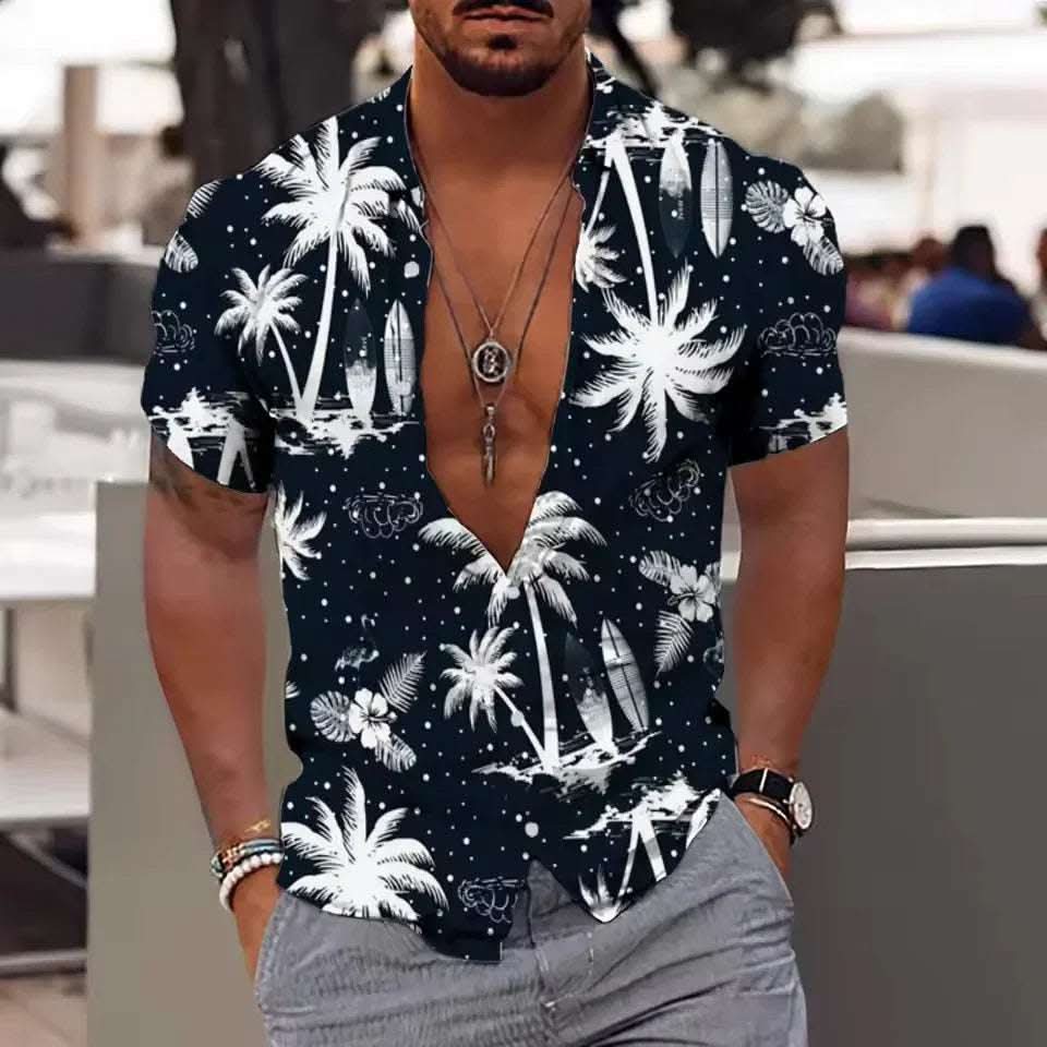 Men's Shirt Printed Beach Short Sleeve Top Fendax 0
