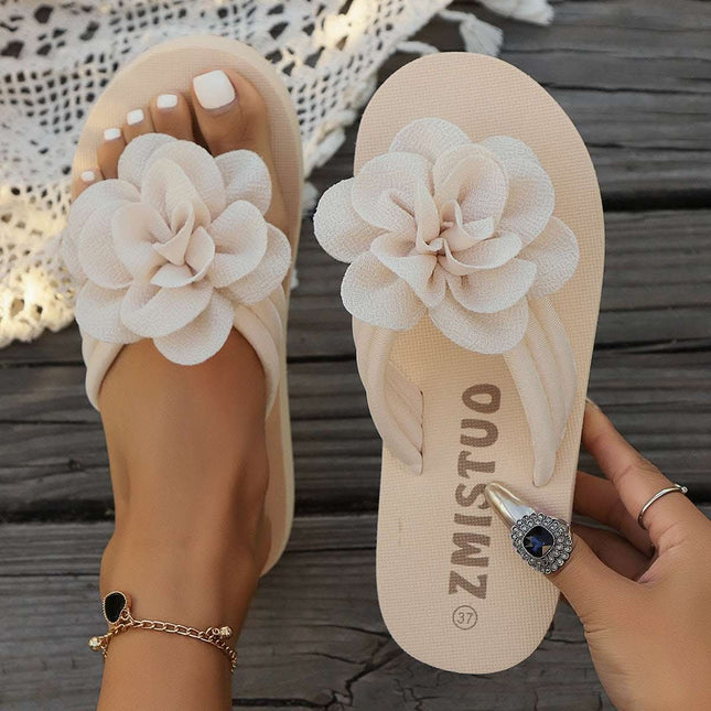 Plus Size Slippers Flower Solid Color Slippers Flip Flops Fendax 0