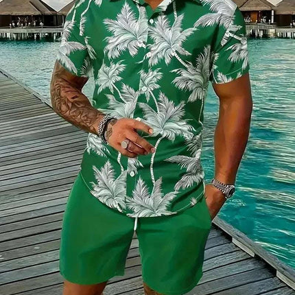 Fashion Men's Hawaii 3D Printed Short Sleeve Suit Fendax 0