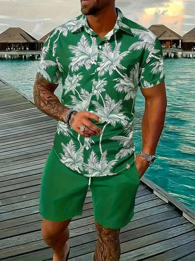 Fashion Men's Hawaii 3D Printed Short Sleeve Suit Fendax 0