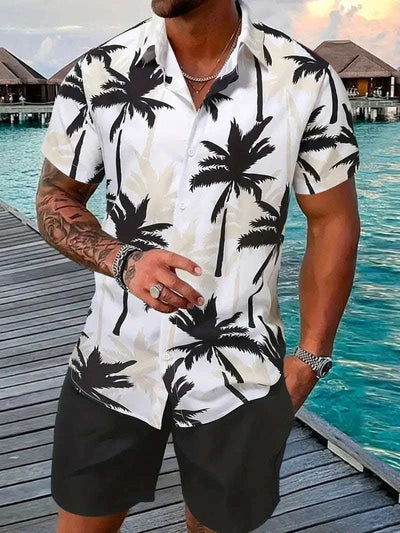 Fashion Men's Hawaii 3D Printed Short Sleeve Suit Fendax 0