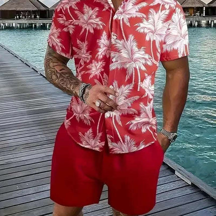 Fashion Men's Hawaii 3D Printed Short Sleeve Suit Fendax 0