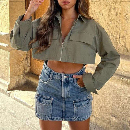 Short Pocket Lapels Short Shirt