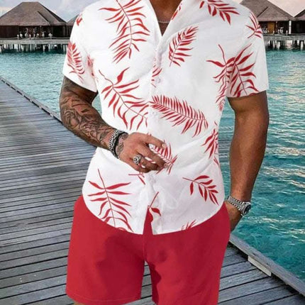 Fashion Men's Hawaii 3D Printed Short Sleeve Suit Fendax 0