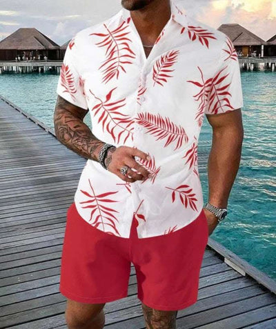 Fashion Men's Hawaii 3D Printed Short Sleeve Suit Fendax 0