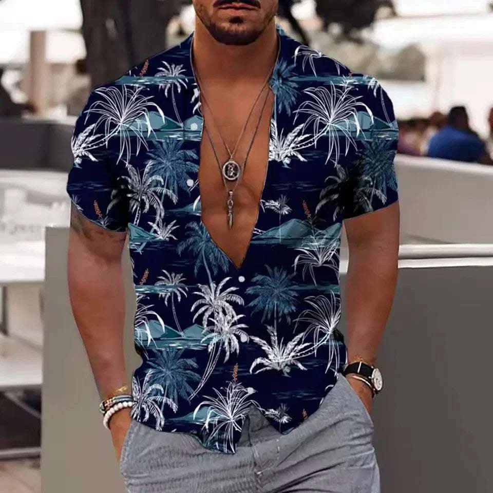 Men's Shirt Printed Beach Short Sleeve Top Fendax 0