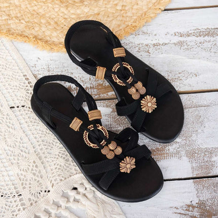 Ethnic Style Flat Women's Beaded Weave Open Toe Beach Sandals Fendax 0