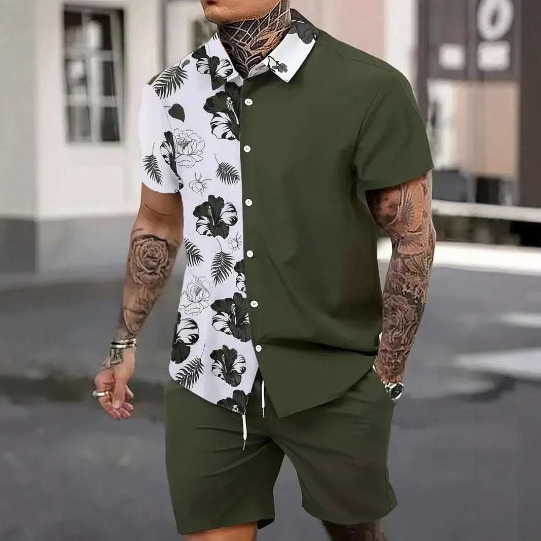 Fashion Men's Hawaii 3D Printed Short Sleeve Suit Fendax 0