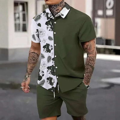 Fashion Men's Hawaii 3D Printed Short Sleeve Suit Fendax 0