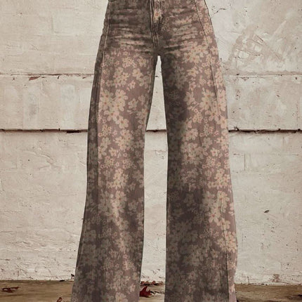 Wide-legged Pants Thermal Transfer Bell-bottom Pants Simulation Denim Trousers Fendax 0