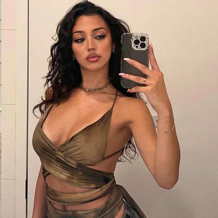 Women's New Printed Lace Up Slim Fit Backless All-match Vest For Women