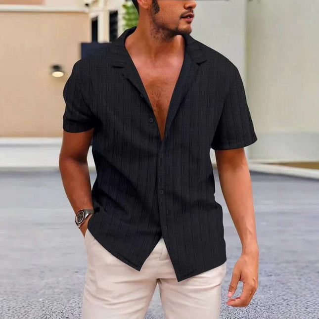 Summer Lapels Solid Color Shirt Button Fendax 0