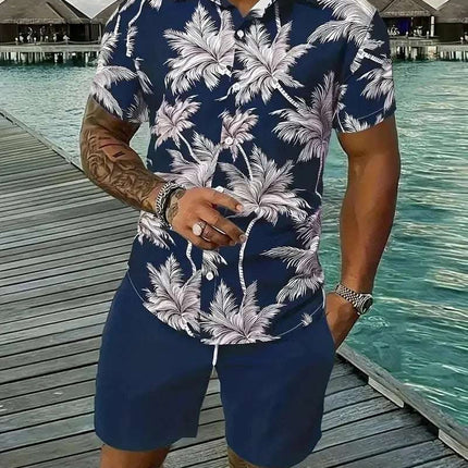 Fashion Men's Hawaii 3D Printed Short Sleeve Suit Fendax 0
