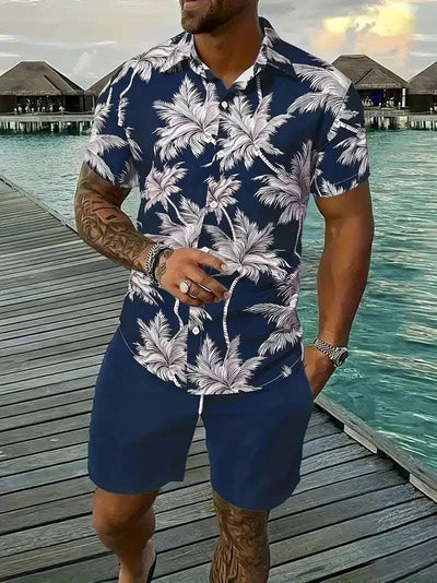 Fashion Men's Hawaii 3D Printed Short Sleeve Suit Fendax 0