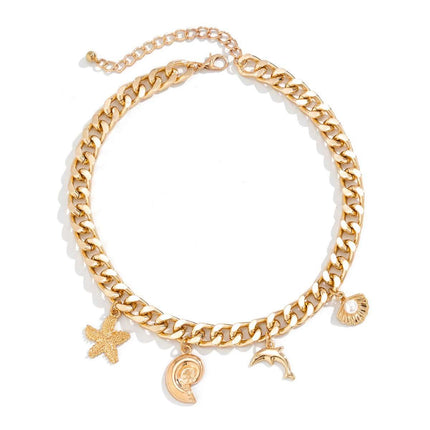 Creative Boho Conch Dolphin Starfish Pendant Choker Necklace Bracelets Women Trendy Vintage Tassel Chain Grunge Jewelry Fashion Jewelry Fendax 0