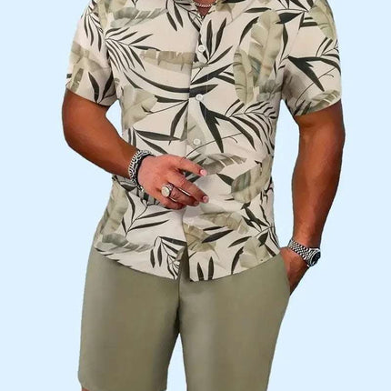 Fashion Men's Hawaii 3D Printed Short Sleeve Suit Fendax 0
