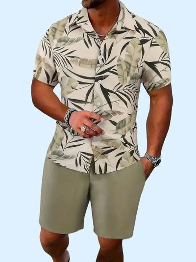 Fashion Men's Hawaii 3D Printed Short Sleeve Suit Fendax 0