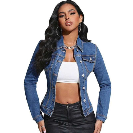 Long Sleeve Lapel Pocket Denim Jacket Fendax 0