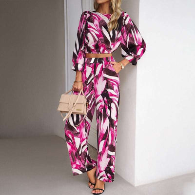 Women's Clothing Fall Winter Fashion Printed Top Suit