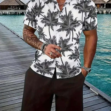 Fashion Men's Hawaii 3D Printed Short Sleeve Suit Fendax 0