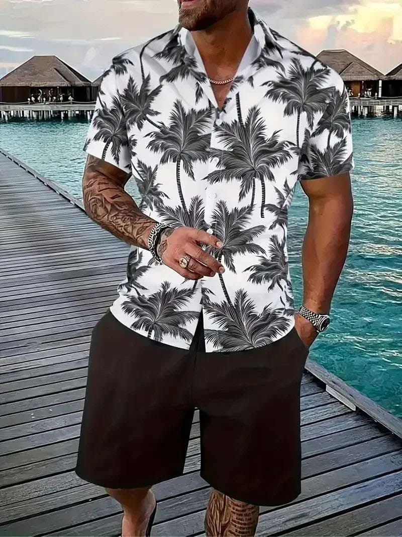 Fashion Men's Hawaii 3D Printed Short Sleeve Suit Fendax 0
