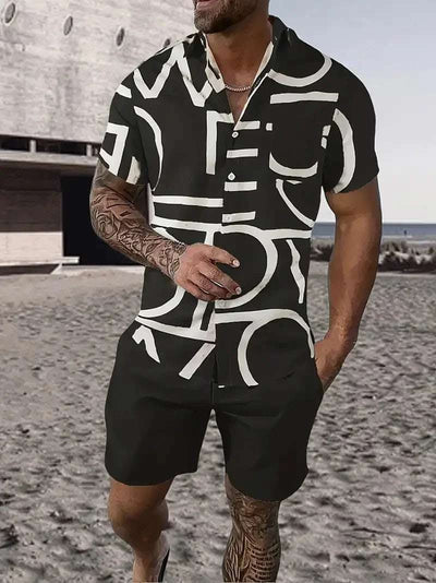 Fashion Men's Hawaii 3D Printed Short Sleeve Suit Fendax 0