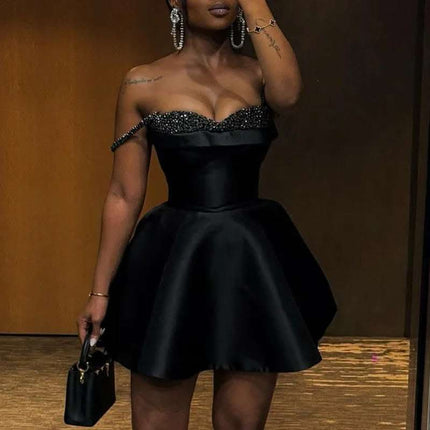 New Elegant Sequin Stitching Bandeau Sling Dress Fendax 0