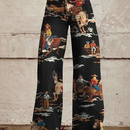 Wide-legged Pants Thermal Transfer Bell-bottom Pants Simulation Denim Trousers Fendax 0