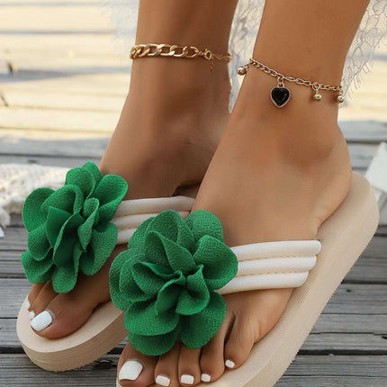 Plus Size Slippers Flower Solid Color Slippers Flip Flops Fendax 0